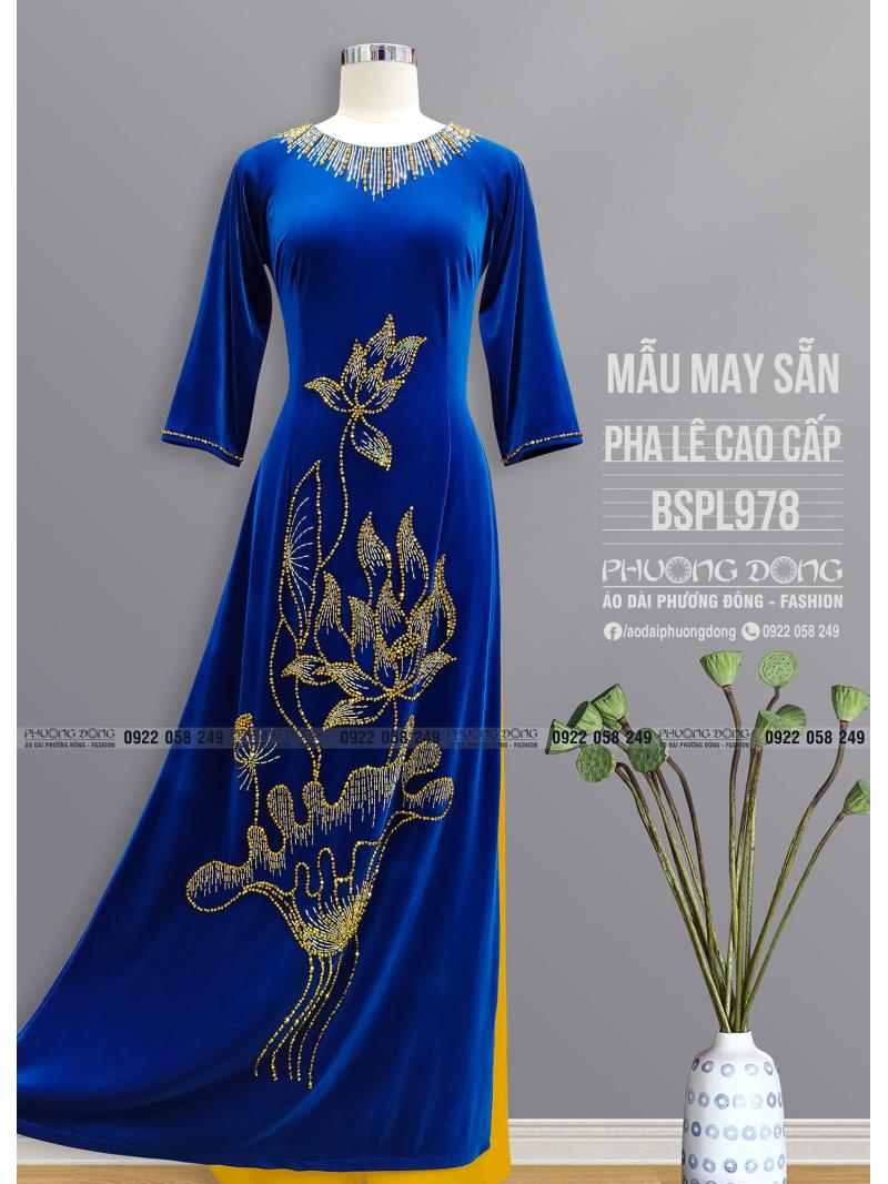 Áo Dài Bà Sui Nhung Đính Đá Pha Lê Cao Cấp BSPL978